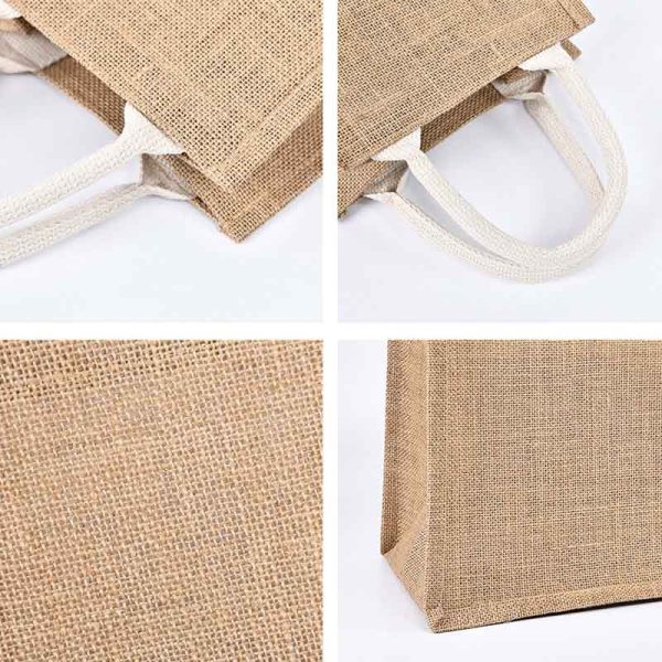 Personalized Reusable Jute Shopping Tote Bags - Custom Eco Grocery Carriers - Image 3